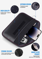 LANPARD Faraday Bag for Phones and Car Keys, 2 Pack RFID Signal Blocking Bag, Carbon Fiber Material Shielding Case for Cell Phone Privacy Protection &amp; Key Fob, Anti-Tracking Anti-Hacking Case Blocker