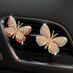 ZOSTLAND Rhinestone Car Decorative Clip,Car Air Fresheners,Metal Car Air Vent Clip,Personalized Automotive Interior Decoration Accessories,Car Decor Gift for women,Girl,man (2pcs Butterfly)
