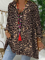 Casual Long Sleeve Leopard Printed Shirt