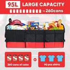 Simniam Large Trunk Organizer for Car, Collapsible Multi Compartment Car Trunk Organizer with 2 Retractable Straps, Suitable for All Kinds of Cars, SUV, Minivan - 4 Compartments Red
