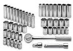 S - K Hand Tool SK4147-6 47 Piece Set Socket 0.5 Driver Standard &amp; Deep 6 Point Fractional Metal