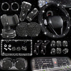 27pcs Bling Car Accessories Set For Women, Bling Steering Wheel Covers Universal Fit 15 Inch, Bling License Plate Frame,  Phone Holder, Car Coasters
