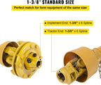 PTO Shaft, 1-3/8" PTO Drive Shaft, 6 Spline Both Ends PTO Driveline Shaft, Series 4 Tractor PTO Shaft, 31.5"-41" Brush Hog PTO Shaft, Yellow PTO Shaft w/Slip Clutch for Bush Hog/Finish Mower