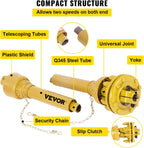 PTO Shaft, 1-3/8" PTO Drive Shaft, 6 Spline Both Ends PTO Driveline Shaft, Series 4 Tractor PTO Shaft, 31.5"-41" Brush Hog PTO Shaft, Yellow PTO Shaft w/Slip Clutch for Bush Hog/Finish Mower