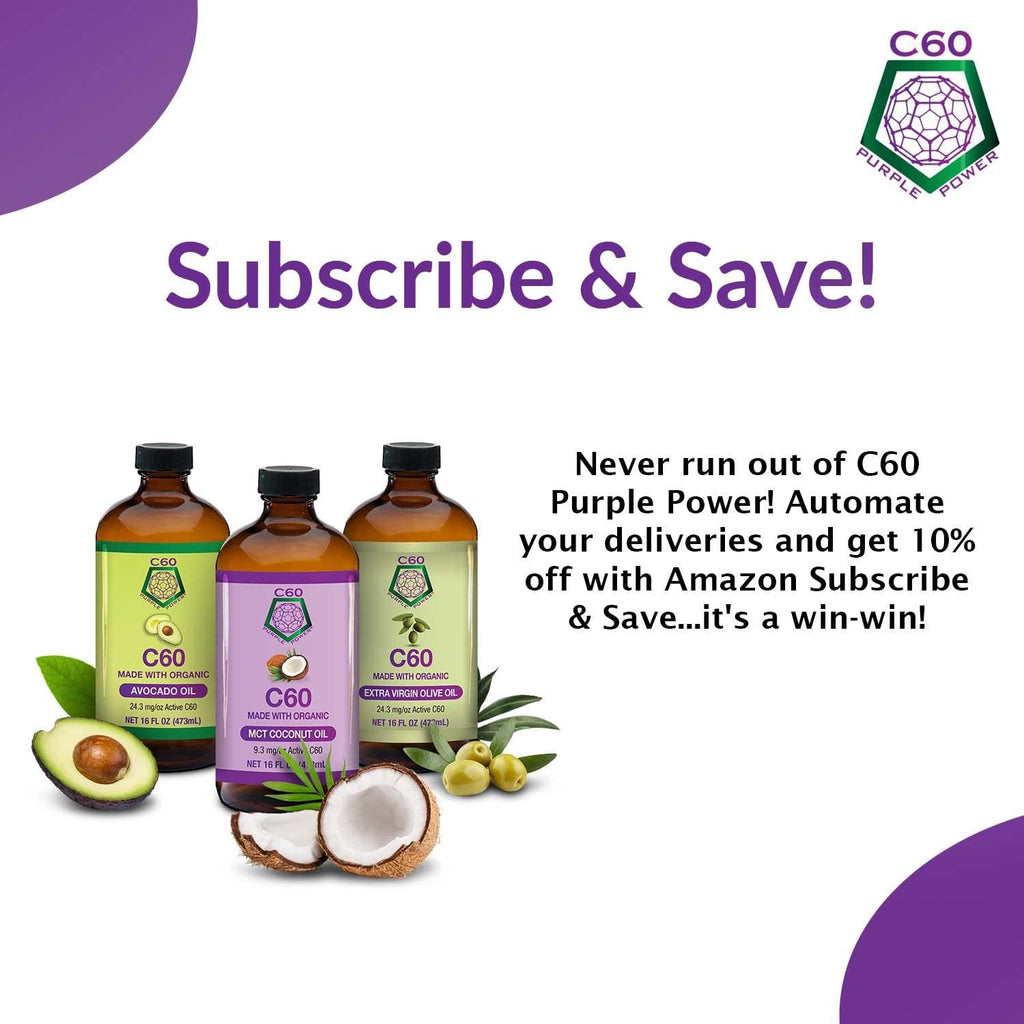 C60 Purple Power Organic MCT Coconut Oil, 16 Fl Oz Organic Cold-Pressed Coconut Oil, 99.99% Pure c60 Carbon Fullerenes, Lift the Oxidative Burden at the Cellular Level, Optimize Mitochondrial Function