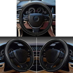 Car Steering Wheel Cover, Anti-Slip, Safety, Soft, Breathable, Heavy Duty, Thick, Full Surround, Sports Style (Black with White Line)