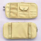 Da by Car Sun Visor Organizer Auto Car Visor Pocket and Interior Accessories Car Truck Visor Storage Pouch Holder with Multi-Pocket Net Zippers (Beige Light Yellow)