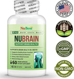 NuBrain - Support Brain Health & Brain Functions - Enhance Cerebral Circulation - Improve Focus, Memory, Sleep & Cognition - 60 Veggie Capsules (Pack of 12)