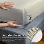 LuxClub 6 PC Queen Sheet Set Bamboo Sheets Deep Pockets 18" Eco Friendly Wrinkle Free Cooling Sheets Machine Washable Hotel Bedding Silky Soft - Light Taupe Queen