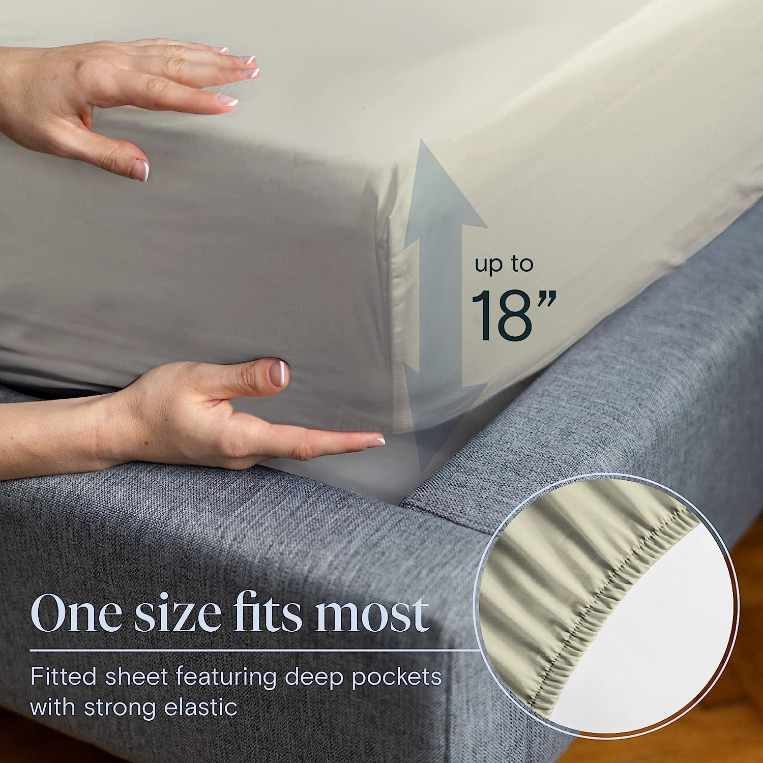 LuxClub 6 PC King Size Sheet Set Bamboo Sheets Deep Pockets 18" Eco Friendly Wrinkle Free Cooling Sheets Machine Washable Hotel Bedding Silky Soft - Light Taupe King