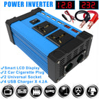 400W Power Inverter: DC 12V to AC 110V with 2 Universal Sockets, 4 USB Chargers &amp; LED Display