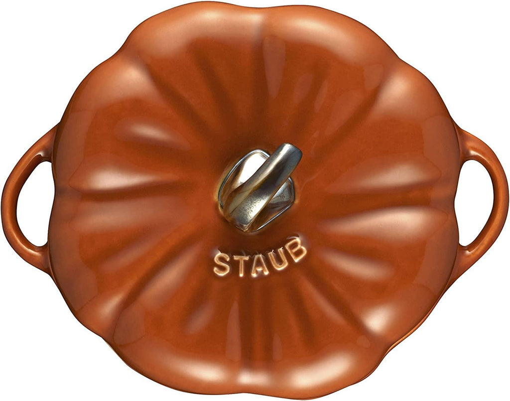 STAUB Ceramic Pumpkin Dish, .75 Qt, 24-oz, Burnt Orange, Oven Safe