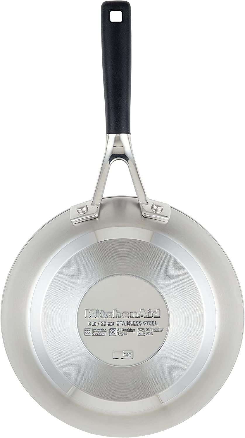 KitchenAid Stainless Steel Nonstick Frying Pan/Skillet, 8 Inch, Brushed Stainless Steel