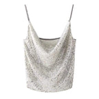 shiny sequin cropped tank top