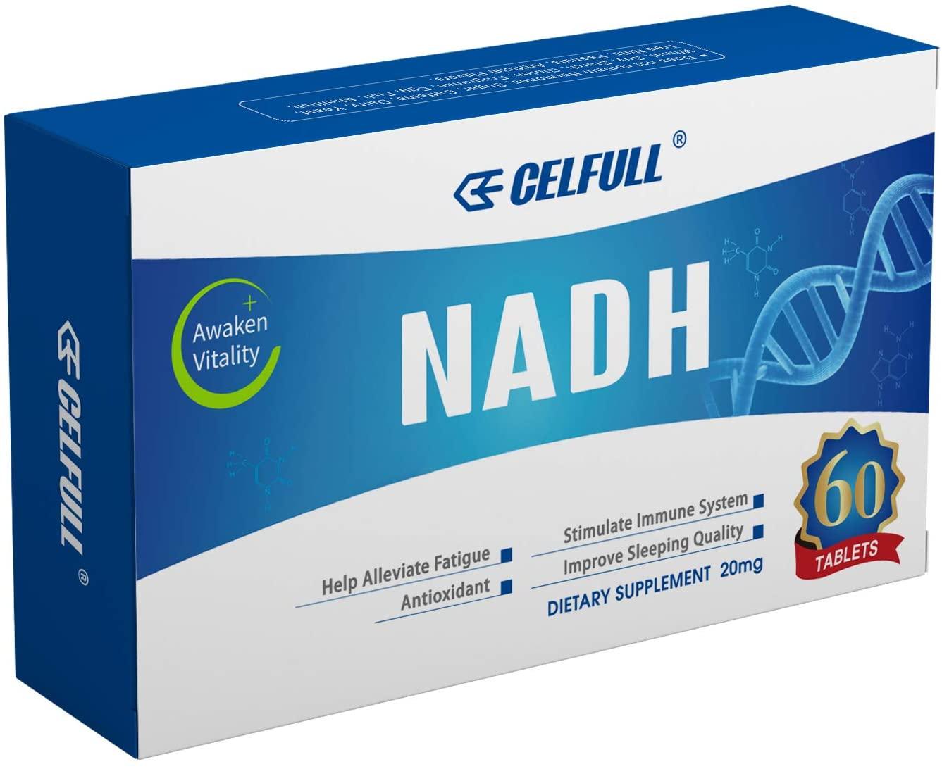 CELFULL Fully Stabilized NADH 40mg Per Serving Enhanced Absorption, Boost Energy NAD+ Levels (60 Tablets X 20mg) Anti-Aging Reduced Nicotinamide Adenine Dinucleotide Supplement