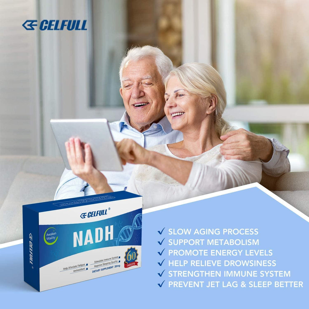 CELFULL Fully Stabilized NADH 40mg Per Serving Enhanced Absorption, Boost Energy NAD+ Levels (60 Tablets X 20mg) Anti-Aging Reduced Nicotinamide Adenine Dinucleotide Supplement