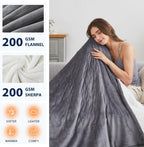 Homemate Heated Blanket Electric Throw - 50"x60" Heating Blanket Throw 1/2/4/6/8 Hours Auto-off 10 Heat Level Heat Blanket Over-heat Protection Flannel Sherpa Heater Blanket Electric ETL Certification