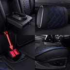 Aierxuan Seat Covers for 2007-2024 GMC Sierra Chevy Chevrolet Silverado 1500 2500HD 3500HD Trail Boss Z71 Crew Double Extended Cab Waterproof Leather Truck Pickup Cuchion(Full Set, Black-Blue)