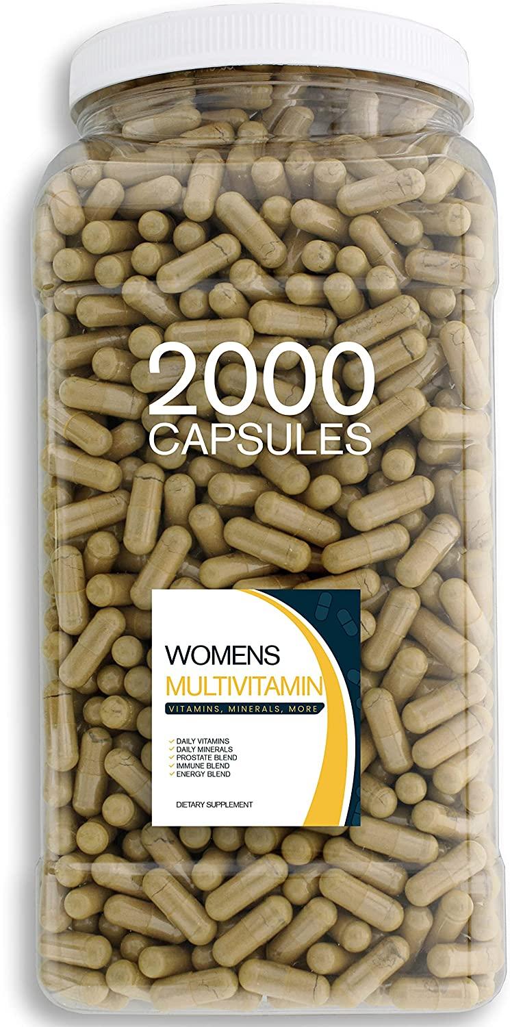 Bulk Buy Multivitamin & Women's Health Blend - 2000CT Tub - Providing Daily Serving of Vitamins, Minerals, Womens Health, Antioxidants & Energy in a Clear Square Grip Jar