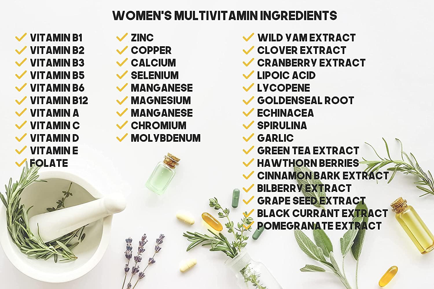 Bulk Buy Multivitamin & Women's Health Blend - 2000CT Tub - Providing Daily Serving of Vitamins, Minerals, Womens Health, Antioxidants & Energy in a Clear Square Grip Jar