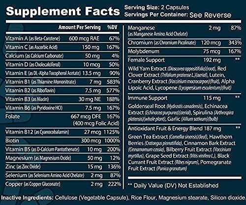 Bulk Buy Multivitamin & Women's Health Blend - 2000CT Tub - Providing Daily Serving of Vitamins, Minerals, Womens Health, Antioxidants & Energy in a Clear Square Grip Jar