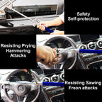Tevlaphee Steering Wheel Lock Anti Theft Car Device Universal Car Theft Prevention Car Lock Adjustable Length Universal Fit Emergency Hammer Window Breaker Self Defense Heavy Duty Secure(Blue)
