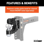 CURT 45920 Channel Mount Pintle Attachment with 2-5/16-Inch Ball, 13,000 lbs, Shank Required , Black