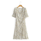 vintage white petal midi dress