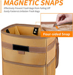 HOTOR Car Trash Can with Lid, Brown Car Trash Bag Hanging with Storage Pockets, Leak-Proof Car Garbage Can with Adjustable Straps, Magnetic Snaps, Waterproof Car Garbage Bin for Interior Car