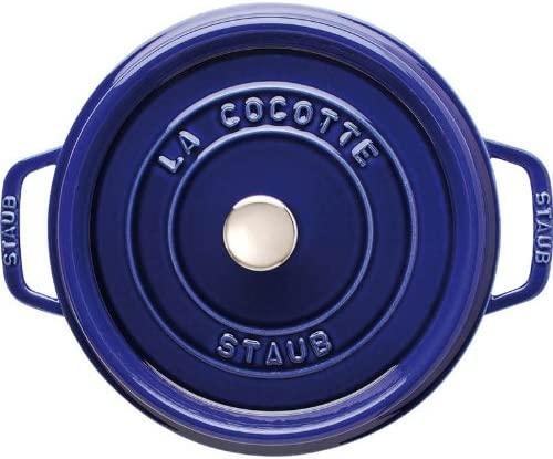 Staub Cast Iron 7-qt Round Cocotte - Dark Blue, Made in France