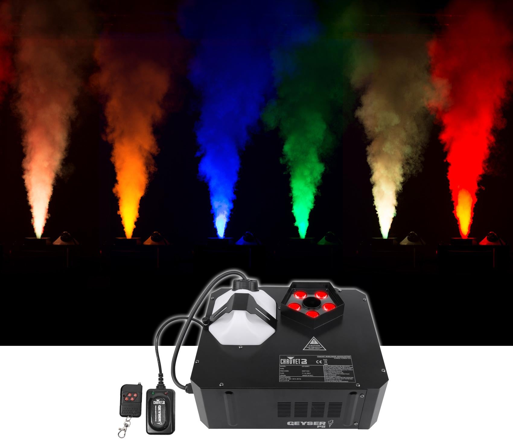 Chauvet DJ GEYSER P5 DMX Fog Machine Fogger, w/Effects+Remote+192 Ch. Controller