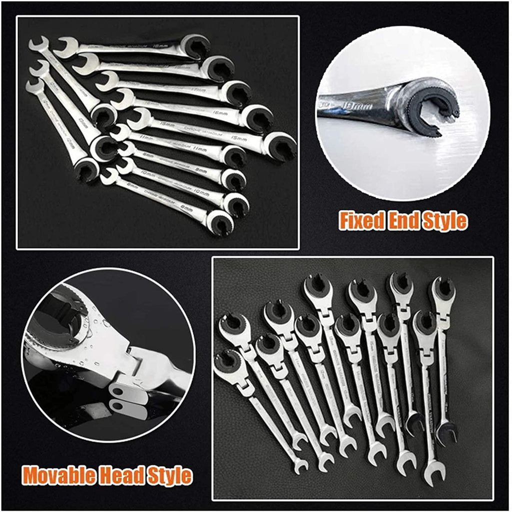 Without Husky Tool Set Socket Wrench Tubing Ratchet Wrench Moving Head Ratchet Wrench Tools for Car Vehicle Auto Replacement Parts Hand Tool Manual Car (Color : Flexible Head 12 pcs)