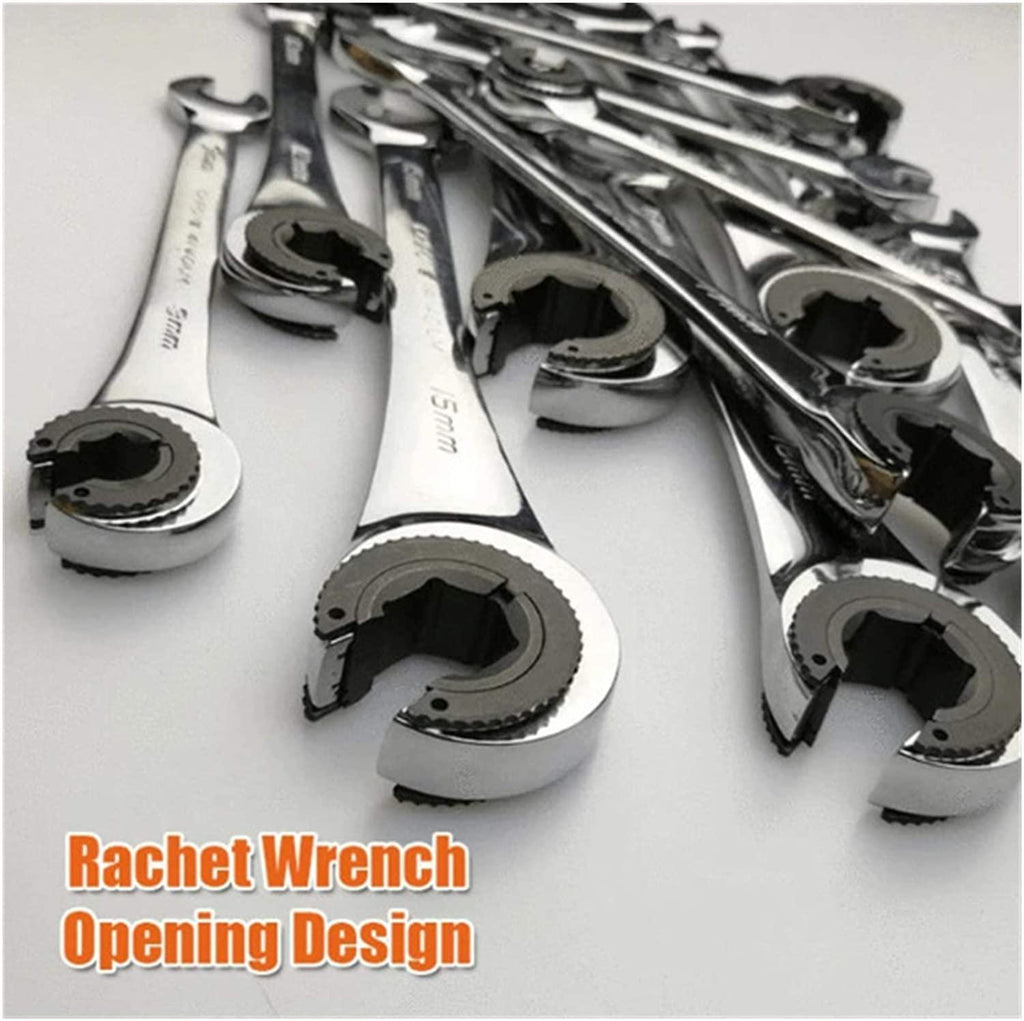 Without Socket Wrench Mechanic Tool Set Tubing Ratchet Wrench Moving Head Ratchet Wrench Tools for Car Vehicle Auto Replacement Parts Hand Tool Manual Car (Color : Fixed Head 12 pcs)