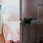 WestMatte Black Hall/Closet Door Lever with Square Rose