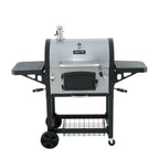 Grill Porcelain-Enameled Cast Iron Cart Style in Black and  Steel