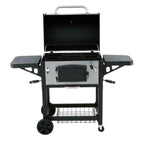 Grill Porcelain-Enameled Cast Iron Cart Style in Black and  Steel