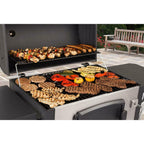 Grill Porcelain-Enameled Cast Iron Cart Style in Black and  Steel