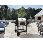 Grill Porcelain-Enameled Cast Iron Cart Style in Black and  Steel