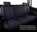 Aierxuan Seat Covers for 2007-2024 GMC Sierra Chevy Chevrolet Silverado 1500 2500HD 3500HD Trail Boss Z71 Crew Double Extended Cab Waterproof Leather Truck Pickup Cuchion(Full Set, Black-Blue)