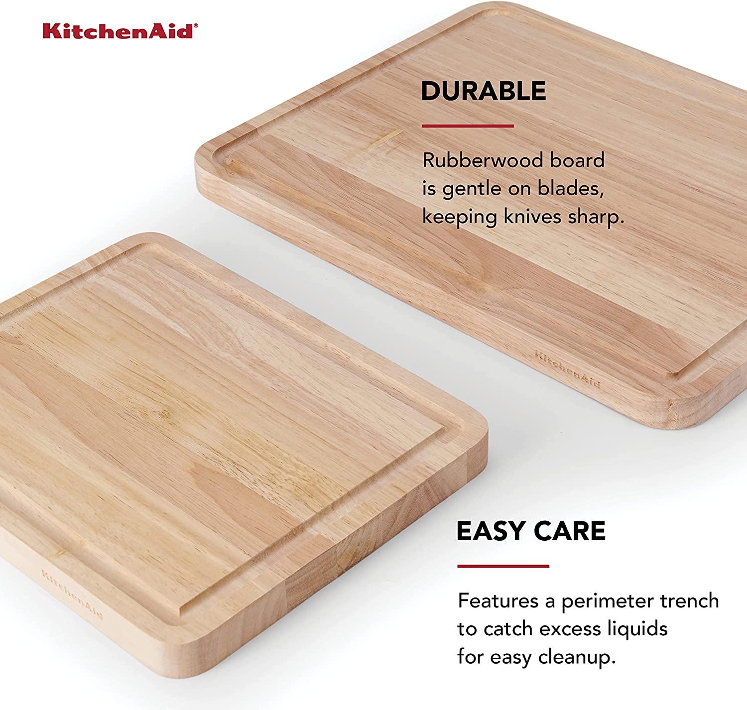 KitchenAid Classic Wood Cutting Board Set, Set of 2, Natural