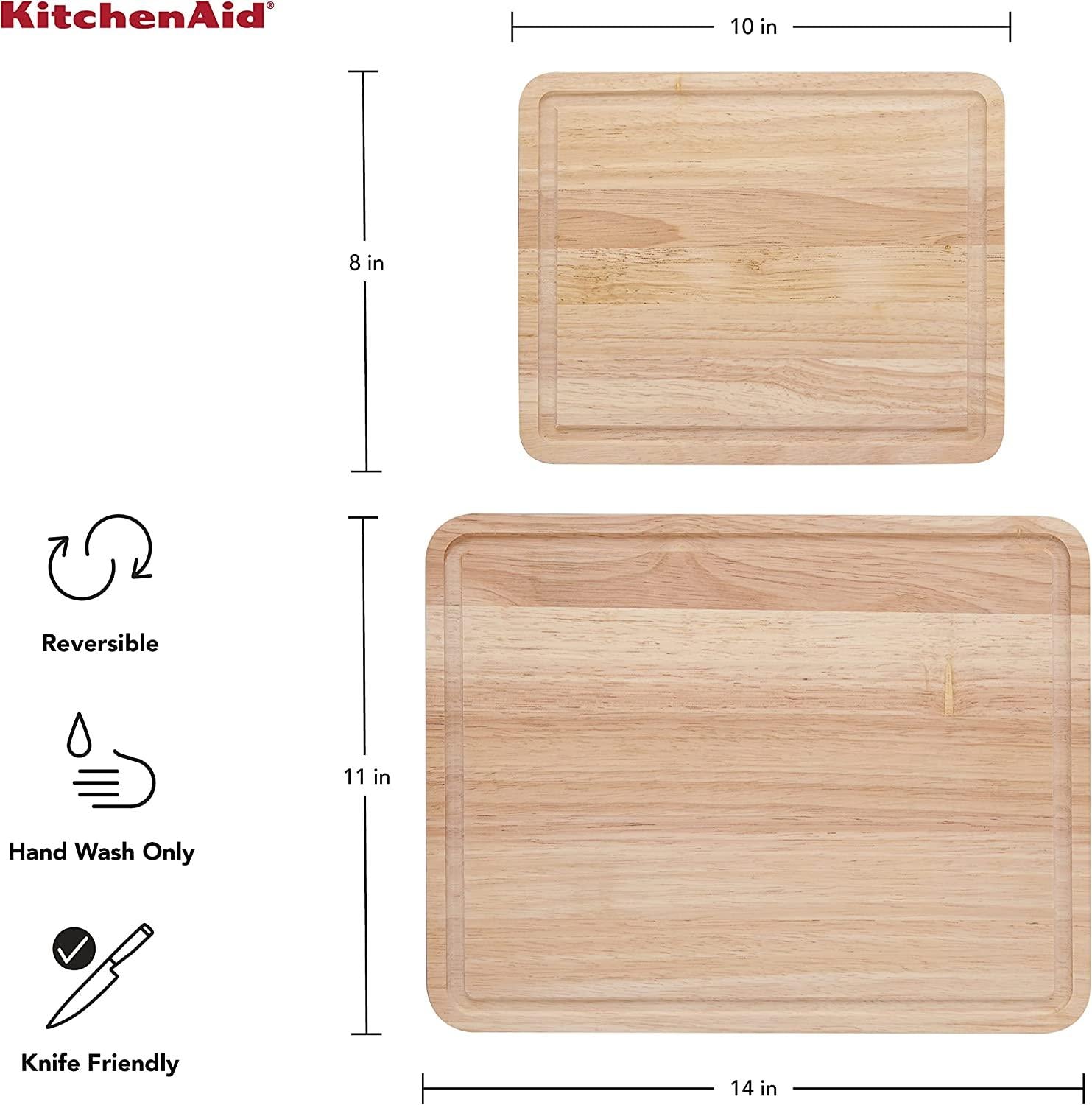 KitchenAid Classic Wood Cutting Board Set, Set of 2, Natural