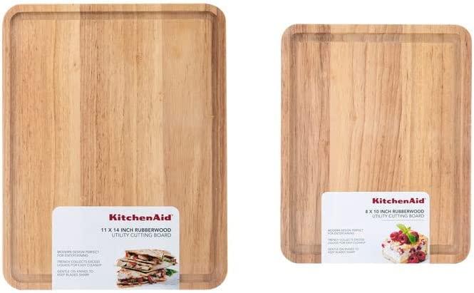 KitchenAid Classic Wood Cutting Board Set, Set of 2, Natural