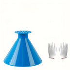 1pc Car Window Windshield Magic Ice Scraping Oil Funnel Snow Shovel + 1pair Gloves, Ice Removal Tool Scraping Winter Car Accessories