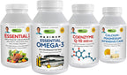 Andrew Lessman 4 Product Nutrition Support Bundle – 360 Count Each of Essential One, Maximum Essential Omega-3 (Orange), Coenzyme Q-10 and Ultimate Anti-Oxidant Extracts. Supports Optimum Health.