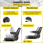 Universal Forklift Seat Black PVC Tractor Seat, 6"/150MM Adjustable Mower Seat Foldable Seat Including Armrests&Seat Switch, 18.5" x 20" x 18" Skid Steer Seat Fit Forklift, Tractor, Skid Loader