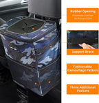 HOTOR Car Trash Can, Multifunctional Car Accessory for Interior Car Stuff Storage with Compact Design, Waterproof Car Organizer and Storage with Adjustable Straps, Magnetic Snaps (Camouflage Blue)