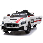 Mercedes Benz AMG GT4 Electric Ride On Car with Remote Control for Kids, 12V Power Battery Official Licensed Kids Car with 2.4G Radio Parental Control Opening Doors