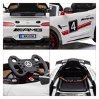 Mercedes Benz AMG GT4 Electric Ride On Car with Remote Control for Kids, 12V Power Battery Official Licensed Kids Car with 2.4G Radio Parental Control Opening Doors