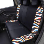 Flying Banner car seat Covers Protects Water Proof Faux Leather Carbon Fiber Fronts Rear Bench Covers (Muti-Color Zebra Black, Full Set - 8PCS)