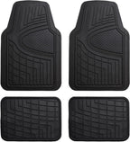 FH Group Automotive Floor Mats - Heavy-Duty Rubber Floor Mats for Cars, Universal Fit Full Set, Climaproof &amp; Trimmable Floor Mats for Most Sedan, SUV, Truck, Black